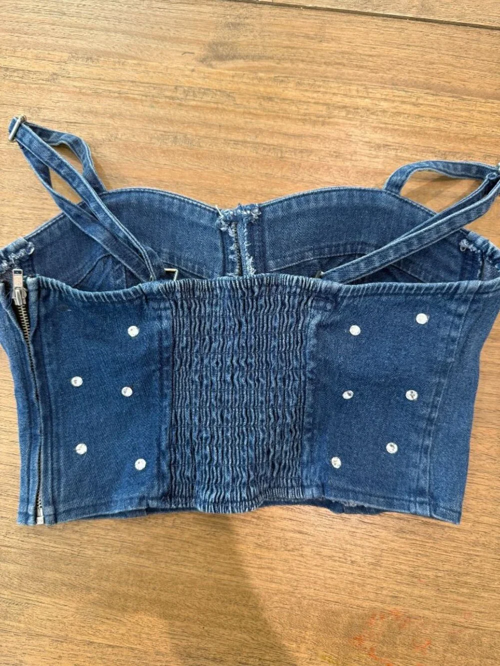 Urban Groove Embellished Denim Dance Crop Top Bustier PA Adult XS